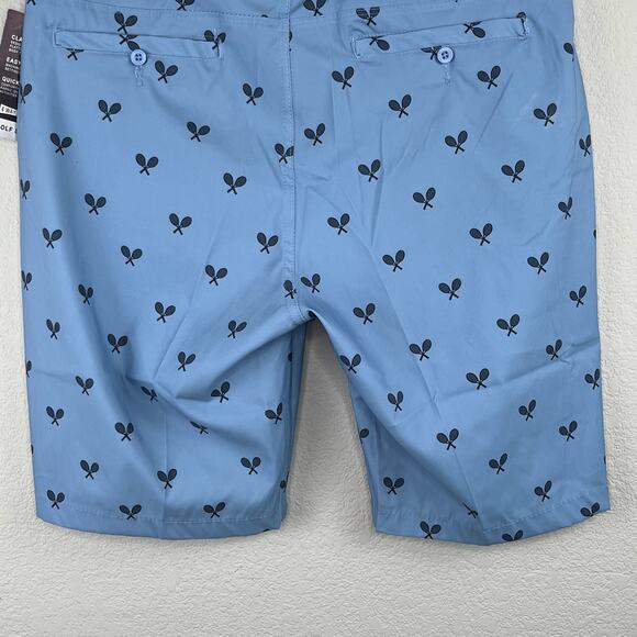 Golf Surf & Swim Co. Light Blue Riviera Tennis Print Chino Golf Shorts 32 NWT - Picture 12 of 15